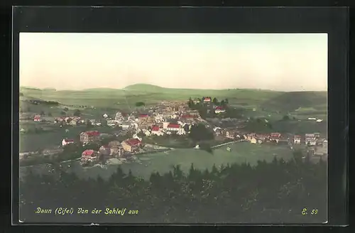 AK Daun /Eifel, Blick auf Ort von der Schleif aus