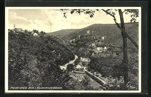 AK Manderscheid, Blick v. Konstantinwäldchen auf den Ort