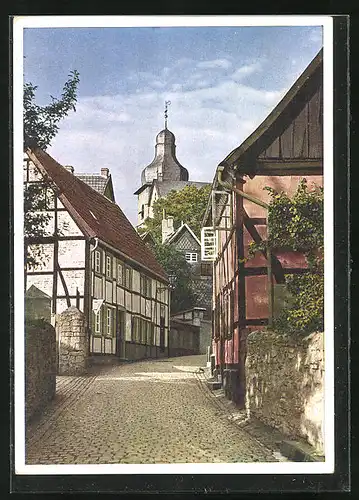 AK Soest, Stadt des deutschen Mittelalters, Blick durch Kleine Osthofe zur Hohnekirche