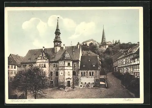 AK Blankenburg /Harz, Ortspartie am Rathaus