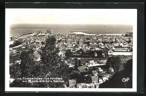 AK Cherbourg, Vue generale sur la rade et la Gare Maritime