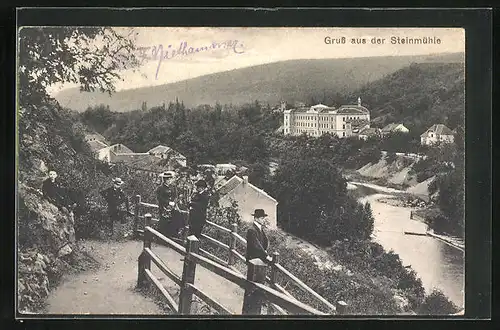 AK Brünn / Brno, Flusspartie an der Steinmühle