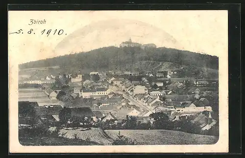 AK Zbiroh, Teilansicht der Stadt mit Schloss