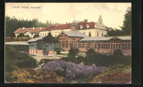 AK Lázne Letiny, Kolonada, Pavillon im Park