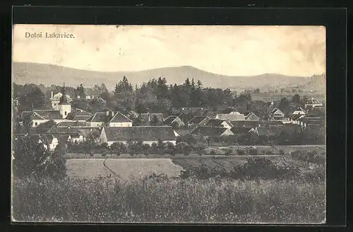 AK Dolní Lukavice, Panorama über die Dächer des Ortes