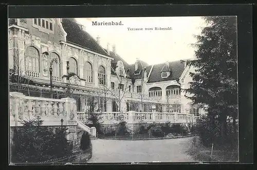 AK Marienbad, Terrasse vom Hotel Rübezahl