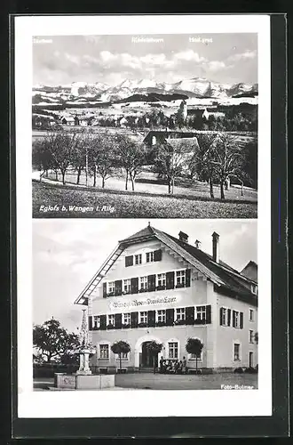 AK Eglofs i. Allg., Gasthaus zur Rose, Ortsansicht mit Rindalphorn