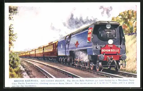 Künstler-AK British Railways, Southern Region, The Devon Belle, englische Eisenbahn