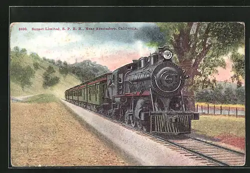 AK Sunset Limited, S.P.R.R., Near Atascadero, California, englische Eisenbahn