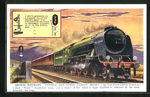 Künstler-AK British Railways, London and North Eastern Region, englische Eisenbahn