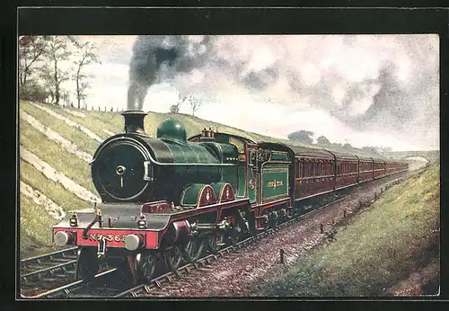 Künstler-AK G.C.R. Sheffield and Manchester Express, Lokomotive Nr. 362, englische Eisenbahn