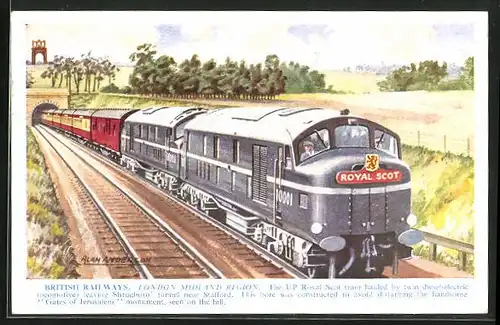 Künstler-AK British Railways, London Midland Region, englische Eisenbahn Royal Scot