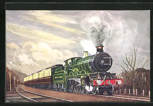 AK G.W.R. 4-6-0 No. 4009 Shooting Star climbing Dainton bank with a Paddington-Plymouth express, englische Eisenbahn