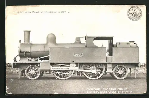 AK Compound Side Tank Engine, Built 1887, Driving Wheels 5 FT. Diameter, englische Eisenbahn