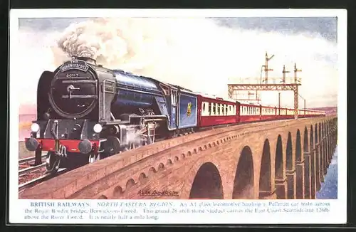 Künstler-AK British Railways, North Eastern Region, Lokomotive No. 60117 The Queen of Scots, englische Eisenbahn