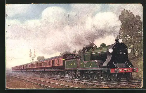 AK Englische Eisenbahn mit Lokomotive Nr. 443 Bournemouth Express der L. & S. W. R.
