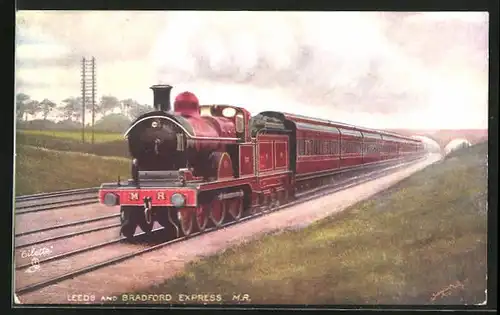 Künstler-AK Leeds and Bradford Express M.R., englische Eisenbahn