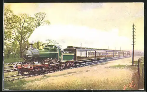 Künstler-AK G.W. Railway down Cornishman near Acton, englische Eisenbahn