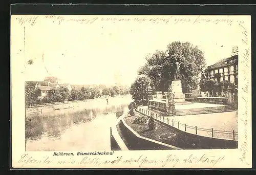 AK Heilbronn, Bismarckdenkmal am Neckar