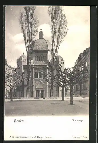 AK Genève, Blick zur Synagoge