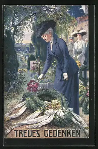 Künstler-AK Kaiserin Auguste Victoria Königin von Preussen, am Grabe in treuem Gedenken