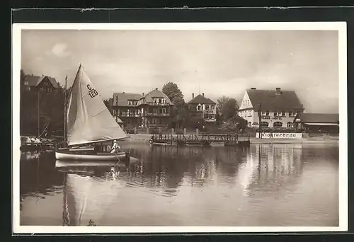 AK Doksy, Stare Splavy, Partie am See mit Strand-Hotel