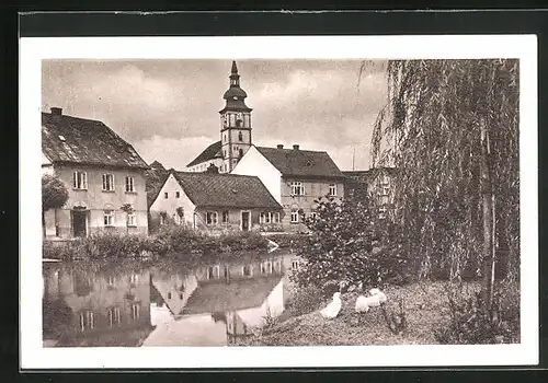 AK Mimon, Flussidylle mit Kirche