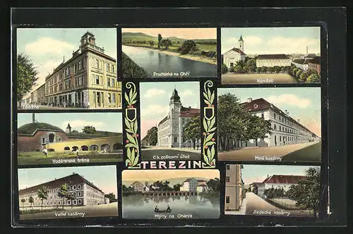 AK Theresienstadt / Terezin, Zalozna, Vodarenska Brana, Velke Kasarny, Male Kasarny