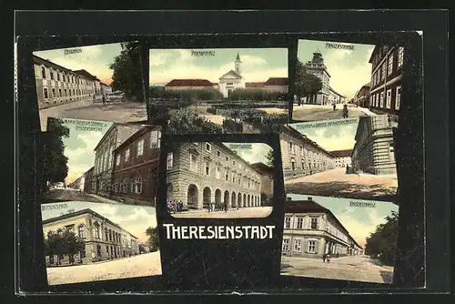 AK Theresienstadt / Terezin, Kaiserstrasse, Zeughaus, Deutsches Haus, Infanteriekaserne