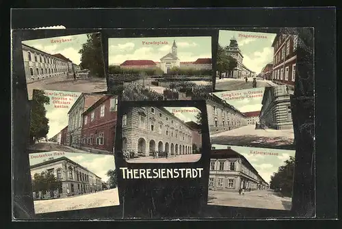 AK Theresienstadt / Terezin, Zeughaus, Pragerstrasse, Hauptwache, Kaiserstrasse