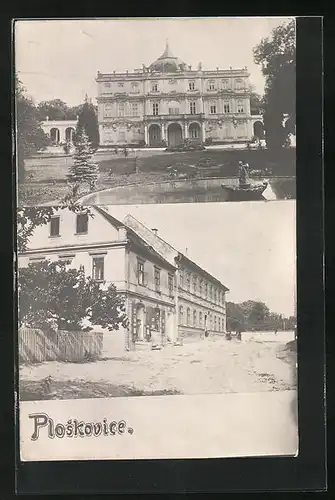 AK Ploskovice, Gebäudeansicht, Schloss