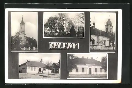 AK Chleby, Kostel, Obecka Skola, Namesti