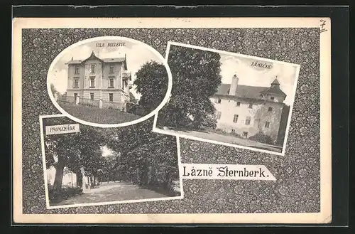 AK Lazne Sternberk, Vila Bellevue, Zamecek, Promenada