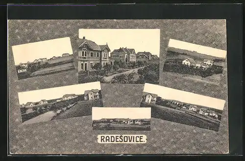 AK Radesovice, Strasse durch den Ort, die Stadtvillen, Stadttotale