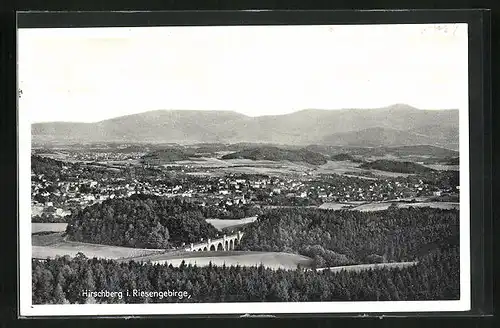 AK Hirschberg, Totale mit Boberviadukt und Hausberg