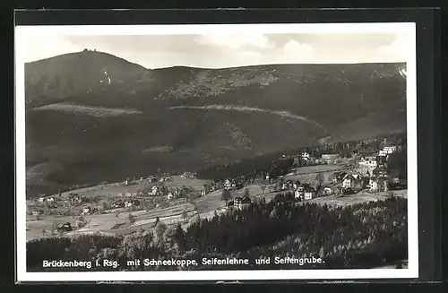 AK Brückenberg, Gesamtansicht mit Schneekoppe, Seifenlehne und Seifengrube