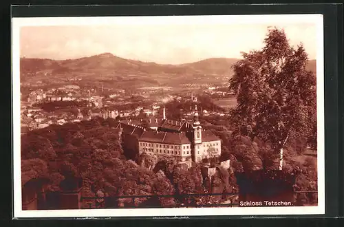 AK Tetschen-Bodenbach / Decin, Gesamtansicht mit Schloss