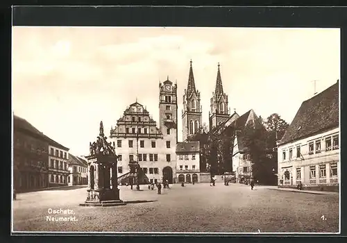 AK Oschatz, Partie auf dem Markt gegen die Kirche