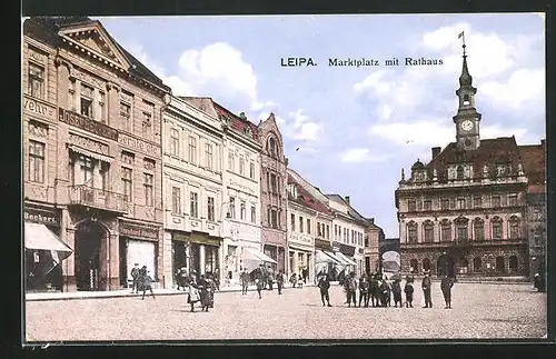 AK Leipa / Ceska Lipa, Marktplatz mit Rathaus