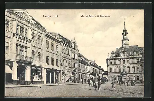 AK Leipa / Ceska Lipa, Rathaus am Marktplatz