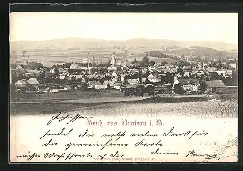 AK Kratzau i. B., Panoramablick von der Feldwiese