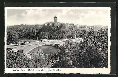 AK Halle /Saale, Brücke und Burg Giebichenstein