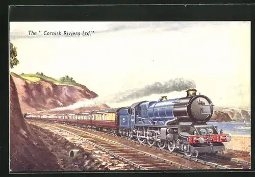AK The Cornish Riviera Ltd., englische Eisenbahn mit Lokomotive Nr. 6010