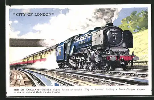 AK British Railways - Midland Region Pacific locomotive City of London, englische Eisenbahn