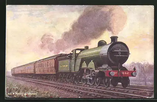 AK Flying Scotsman, L. & N. E. Railway, englische Eisenbahn mit Lokomotive 282