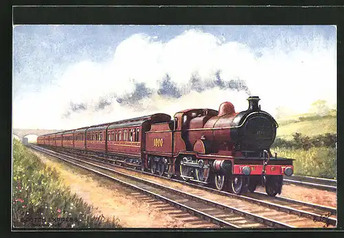 Künstler-AK The Scotch Express, Midland Railway No. 1000, englische Eisenbahn