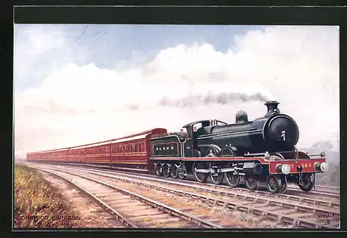 Künstler-AK englische Eisenbahn, Glasgow and South-Western Railway, Corridor Express, Locomotive no. 385
