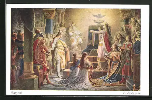 Künstler-AK sign. A. Spiess: Parsival - Gralswunder