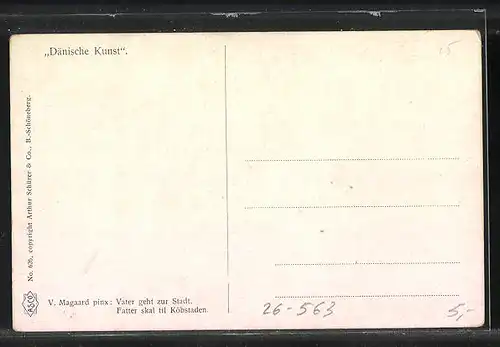 Künstler-AK sign. V. Magaard, Dänische Kunst - Vater geht zur Stadt