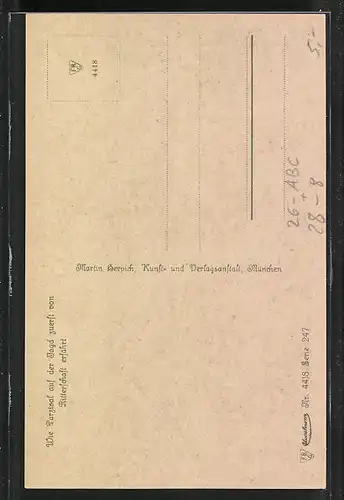 Künstler-AK sign. A. Spiess: Wie Parsival auf der Jagd zuerst von Ritterschaft erfährt